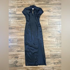 Vintage Jessica McClintock Gunne Sax Black Satin Formal Dress Small